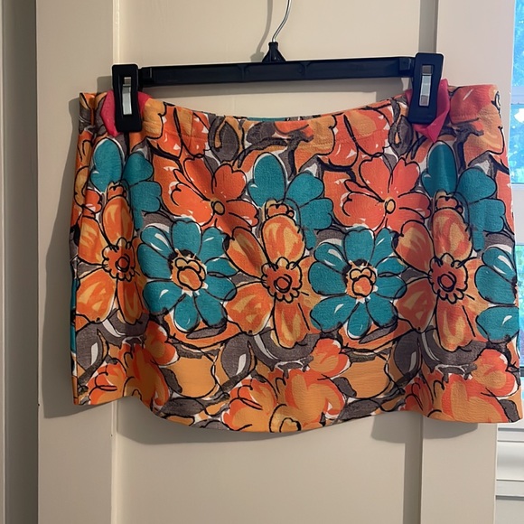 Miaou Micro Mini Skirt in Parisian Flower Orange - Picture 5 of 7